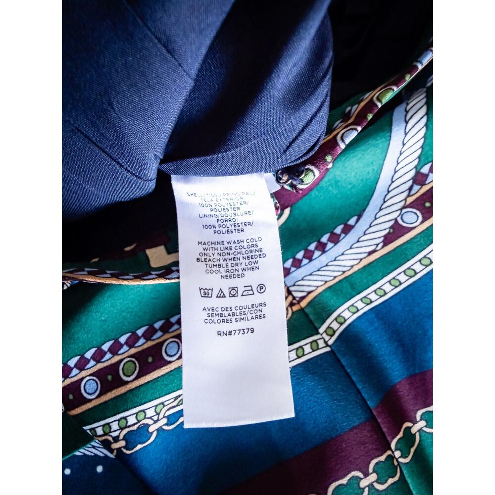Ann Taylor NWT Shirt (XS) Full Pleated Skirt (0) Set Navy/Green Chain Print - Picture 6 of 12